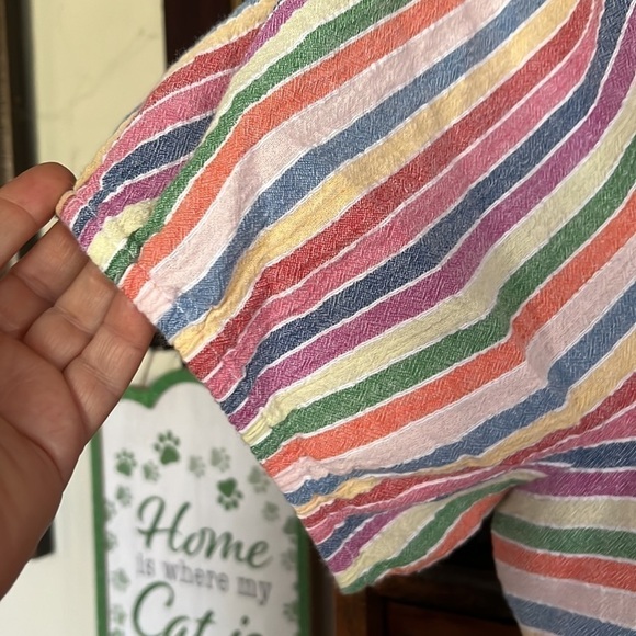 LANE BRYANT Multi Stripe Crinkle Cotton Top w/Cinched Tie Front, Sz 22, GUC. - Picture 5 of 7